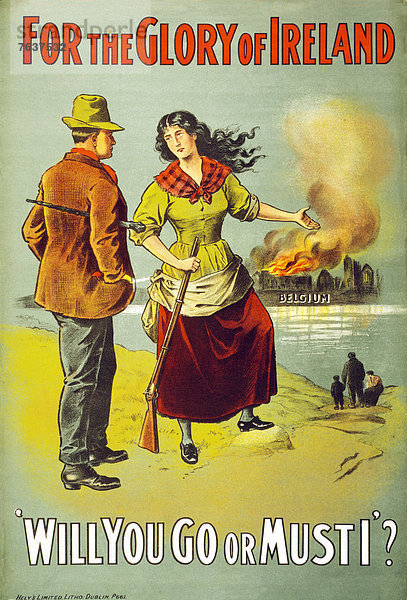 Europa  Frau  Mann  Werbung  Poster  Krieg  Belgien  englisch  Irland