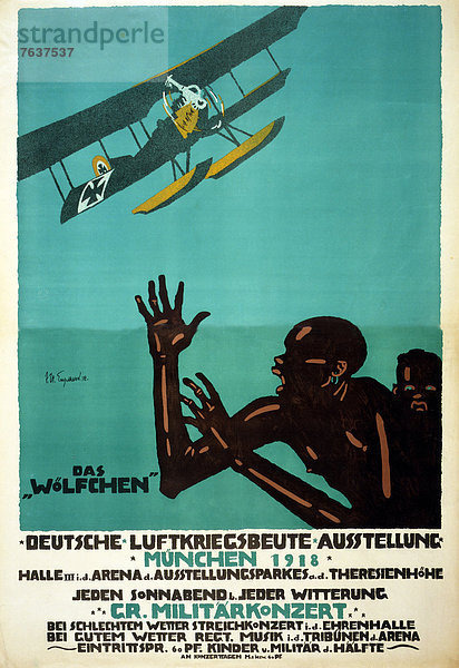 Flugzeug  Europa  Angst  Werbung  Veranstaltung  Poster  Krieg  Beutetier  Beute  deutsch  Deutschland  München