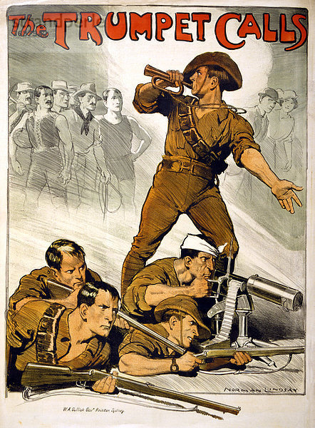 Europa  Kampf  Werbung  Militär  Soldat  Poster  Schlacht  Krieg  Gespräch  Gespräche  Unterhaltung  Unterhaltungen  Heer  Australien  australisch  Trompete