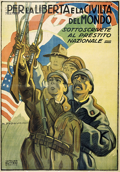 Europa  Freiheit  französisch  Teamwork  Werbung  Militär  Soldat  Fahne  Poster  Krieg  amerikanisch  Heer  britisch  Italienisch  Italien