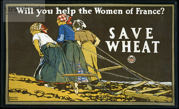 Vereinigte Staaten von Amerika  USA  Europa  Frau  Lebensmittel  Lebensmittelladen  Hilfe  Werbung  Poster  Krieg  amerikanisch  pflügen