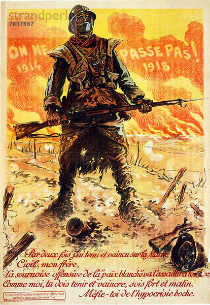 Gasmaske  Frankreich  Europa  französisch  Konkurrenz  Werbung  Militär  Soldat  Feuer  Poster  Krieg  halten  Heer