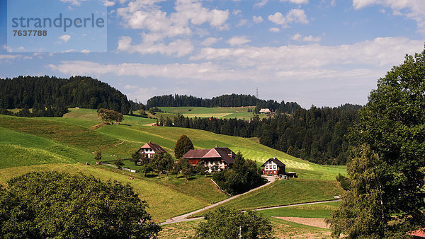 Landschaftlich schön landschaftlich reizvoll Europa Garten Landwirtschaft Bauernhof Hof Höfe Feld Emmentaler Bern Kanton Bern Gericht Schweiz