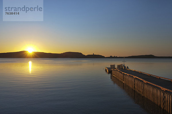 Wasser  Landschaft  Sonnenaufgang  Neufundland  Holzsteg  Bucht  Kanada