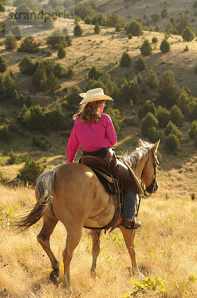 Vereinigte Staaten von Amerika  USA  Frau  Sport  Amerika  reiten - Pferd  Mädchen  Cowgirl  Oregon  Ranch