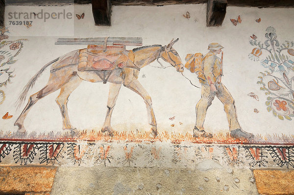 führen  Wand  Soldat  Maultier  Freske  alt  Gewehr