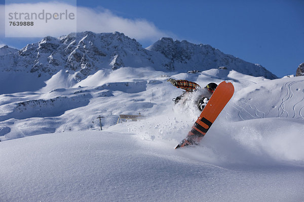 Berg Winter Mann Snowboard Snowboarding Kanton Graubünden Wintersport