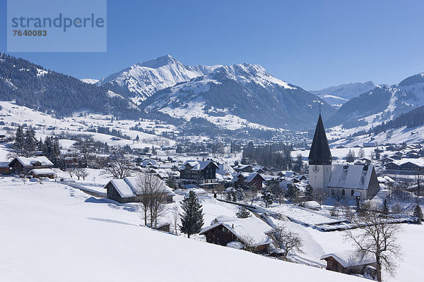 Europa Winter Bern Berner Oberland Gstaad Saanen Schweiz