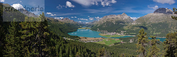 Panorama Europa See Kanton Graubünden Silvaplanersee Engadin Bergsee Oberengadin Schweiz