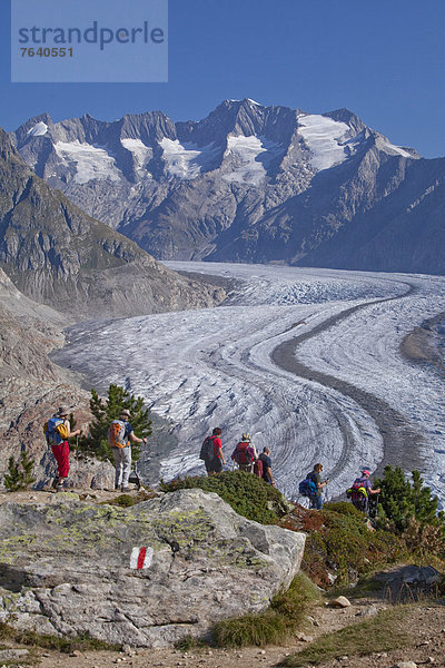 Europa gehen Tagesausflug Eis wandern Moräne Schweiz trekking Aletschgletscher