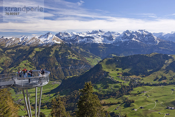 Europa Berg Alpen Herbst Ansicht Schweiz Tourismus