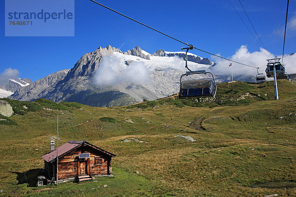 Skilift Hütte Europa Berg Reise Querformat Alpen Geographie schweizerisch Schweiz