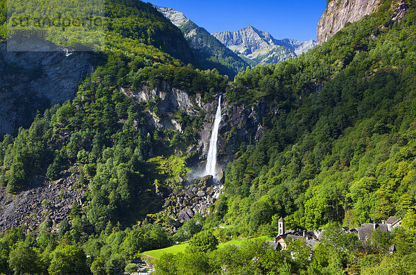 Europa Wald Dorf Holz Wasserfall Schweiz