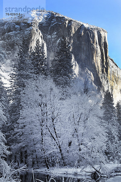 Vereinigte Staaten von Amerika  USA  Felsbrocken  Winter  Amerika  Baum  Landschaft  Tal  Fluss  Yosemite Nationalpark  Kalifornien