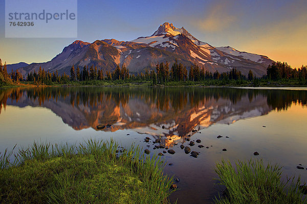 Vereinigte Staaten von Amerika  USA  Biegung  Biegungen  Kurve  Kurven  gewölbt  Bogen  gebogen  Amerika  See  Landschaftlich schön  landschaftlich reizvoll  Wildblume  Lupine  Cascade Mountain  Oregon