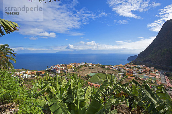 Außenaufnahme  Landschaftlich schön  landschaftlich reizvoll  Europa  Tag  Küste  niemand  Meer  Natur  Dorf  Kanaren  Kanarische Inseln  La Gomera  Spanien