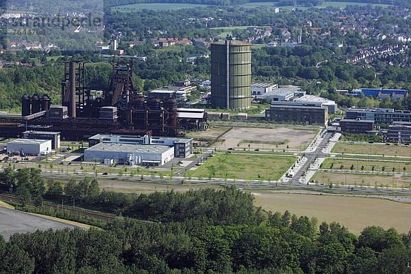 Panorama  Europa  Industrie  Erhöhte Ansicht  Aufsicht  Zimmer  Nordrhein-Westfalen  Dortmund  Schmelzofen  Gasometer  Deutschland  Phoenix  Ruhrgebiet  Westfalen