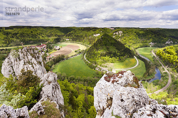 nahe  Felsbrocken  Europa  über  Tal  Ansicht  Donau  Baden-Württemberg  Deutschland