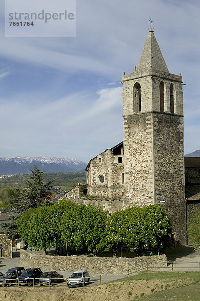 hoch  oben  Europa  Kirche  Dorf  Hochebene  Katalonien  Spanien