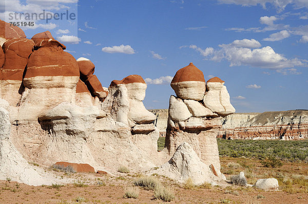 Colourful hoodoos  rock pillars  sandstone formations