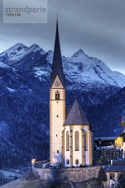 Europa  Berg  Kirche  Großglockner  Österreich  Kärnten  Heiligenblut