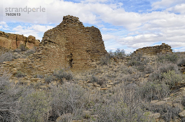 Vereinigte Staaten von Amerika USA Wand Wohnhaus Geschichte Ruine Kultur Beschluss groß großes großer große großen New Mexico
