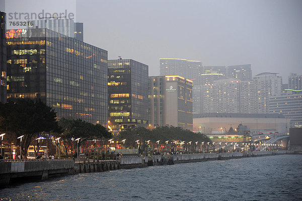 Hafen  Abend  Hochhaus  Ansicht  China  Asien  Hongkong