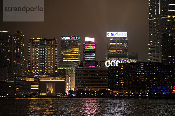 Skyline  Skylines  Nacht  China  Asien  Hongkong