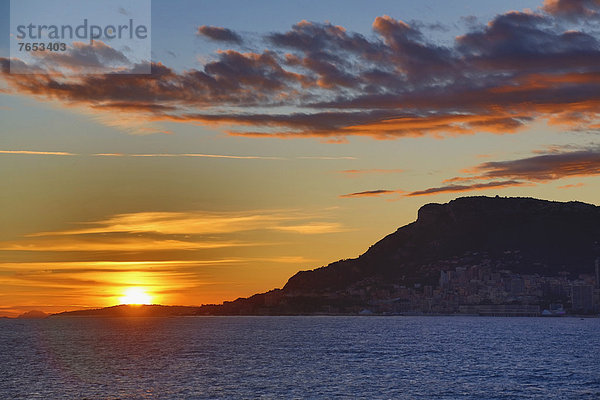 Frankreich Europa sehen Sonnenuntergang Mütze Mittelmeer Monaco