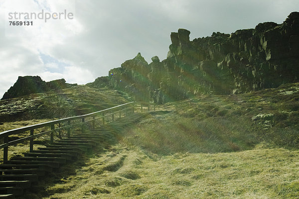 Treppe zum Felsen der Gesetze  Thingvellir Island