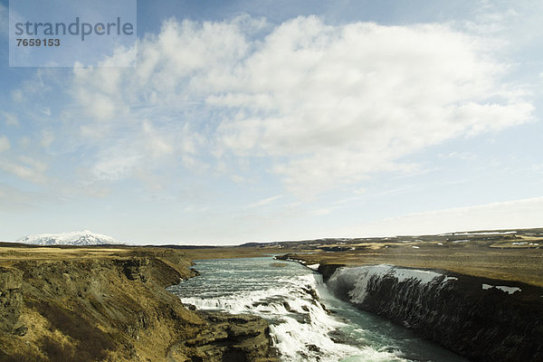 Isländische Wasserfälle im Goldenen Kreis  Island Gullfoss