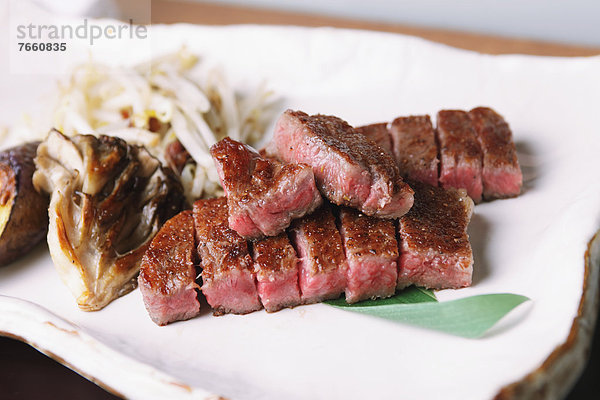 schwarz  Steak  Rindfleisch  Rind  japanisch