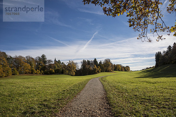 Weg über Wiesen nach Andechs im Herbst