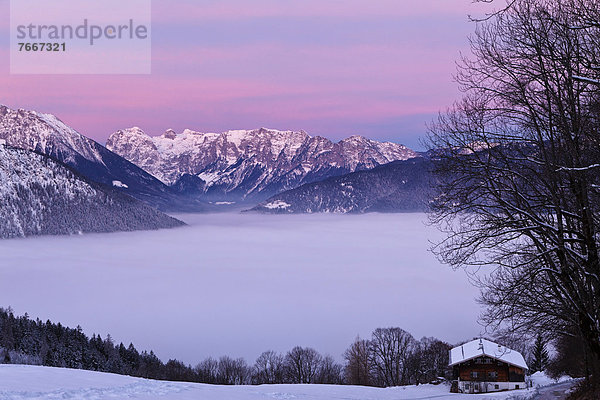 Europa über Meer Nebel Landschaft Bayern Berchtesgadener Land Deutschland