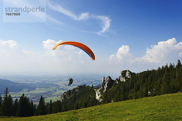 Paraglider  Kampenwand  Chiemgau  Oberbayern  Bayern  Deutschland  Europa