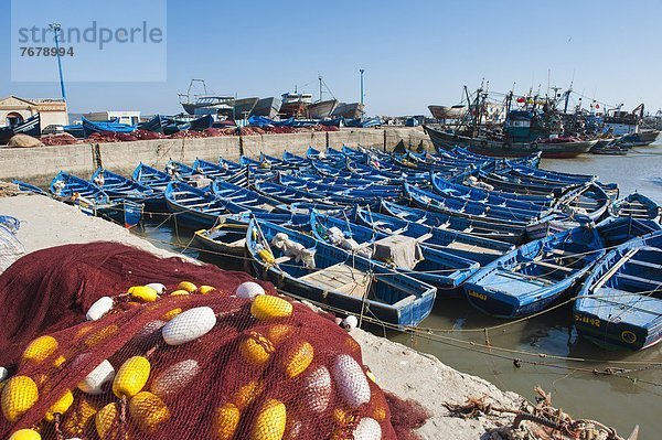 Nordafrika  Hafen  Boot  blau  angeln  Afrika  Marokko