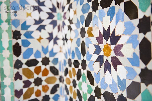 Nordafrika  bunt  Big Ben  Marrakesch  Afrika  Marokko  Mosaik