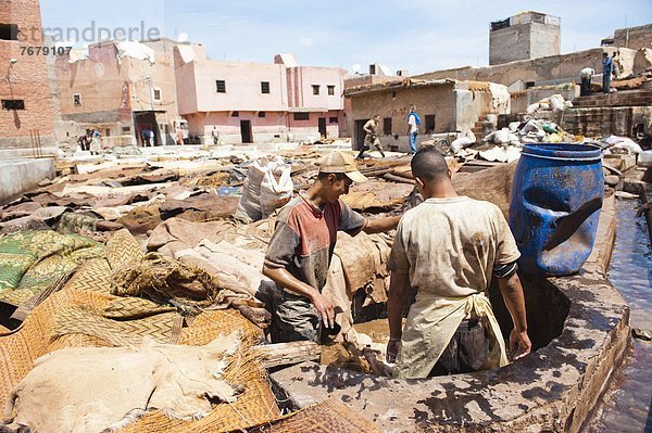 Nordafrika  Mann  arbeiten  Marrakesch  Afrika  Marokko  alt  Gerberei