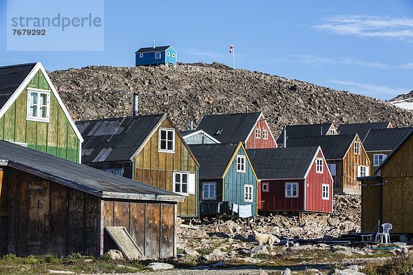 Inuit village  Ittoqqortoormiit  Scoresbysund  Northeast Greenland  Polar Regions