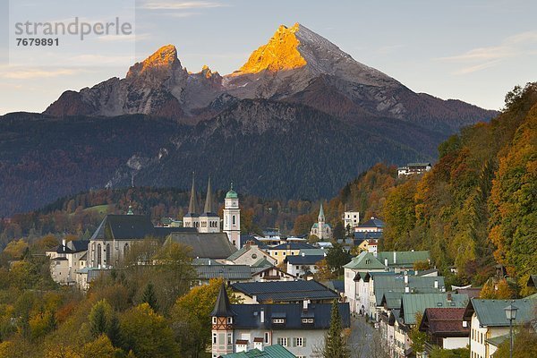 Europa  Berg  über  Sonnenaufgang  Ansicht  Bayern  Berchtesgaden  Deutschland