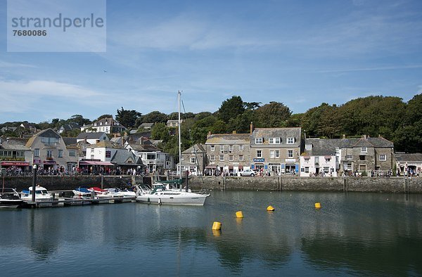 Hafen  Europa  Stein  Großbritannien  Gebäude  Ansicht  Landschaftlich schön  landschaftlich reizvoll  Padstow  Cornwall  England