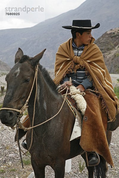 nahe  Portrait  reiten - Pferd  Purmamarca  Argentinien  Jujuy Provinz  Südamerika