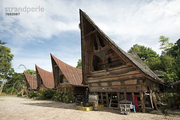 Dach hoch oben Gebäude Dorf schnitzen Ende Südostasien Volksstamm Stamm Asien Indonesien Sumatra