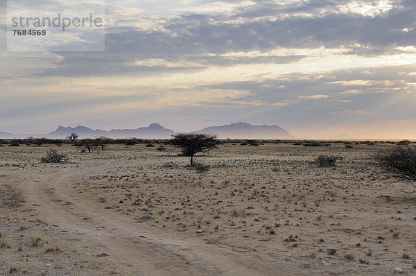 Landschaft nahe Spitzkoppe  Morgendunst  Namib-Wüste  Namibia  Afrika