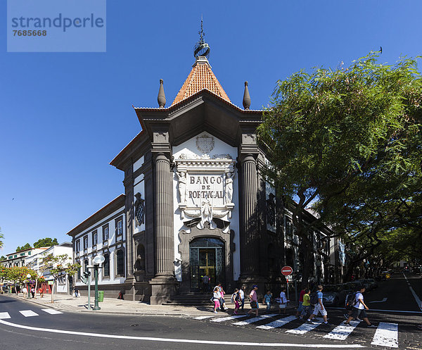 Die Banco de Portugal  Av Arriaga in der Altstadt von Funchal