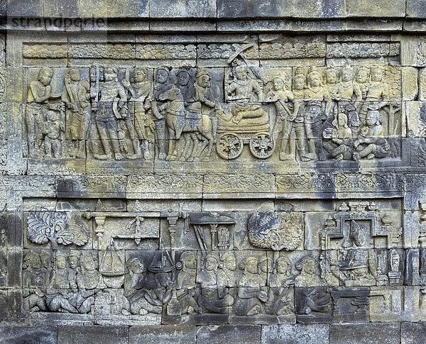 Wandrelief der Tempelanlage Borobudur  UNESCO Weltkulturerbe