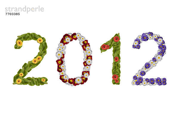 Jahreszahl 2012  Ziffern aus Blüten zusammengesetzt