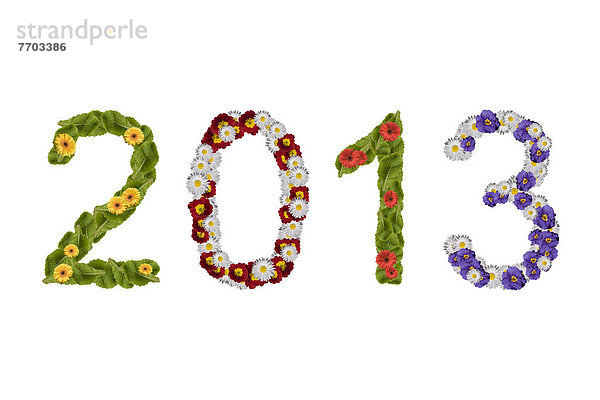 Jahreszahl 2013  Ziffern aus Blüten zusammengesetzt
