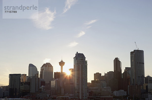 Skyline of downtown at sunset  calgary alberta canada