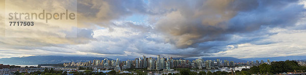 Panoramic of sunset over downtown Vancouver british columbia canada